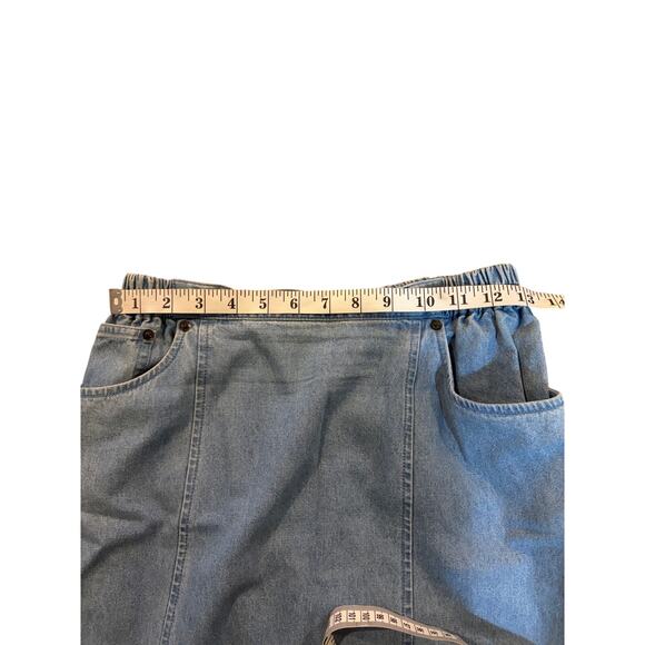 Cathy Daniels Stretch Denim Skirt Long Medium Light Wash 90s Clothing Back Slit - Picture 4 of 5